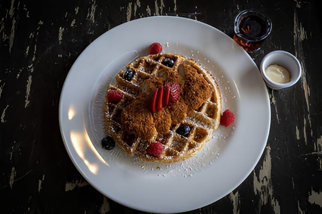 Plant based Chiggen & Waffle.
