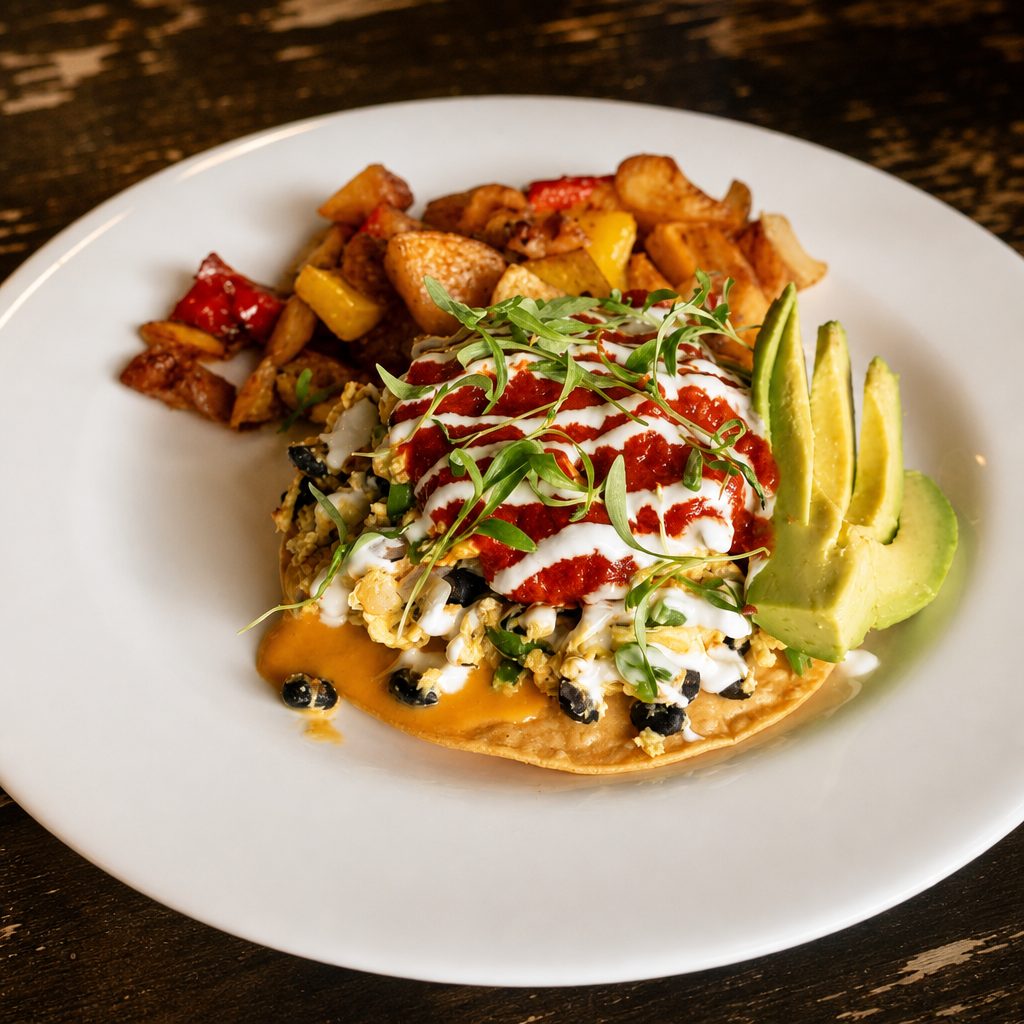 Plant based huevos rancheros.