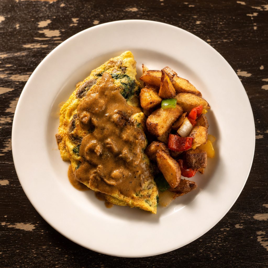 Plant based Mushroom Omelette.