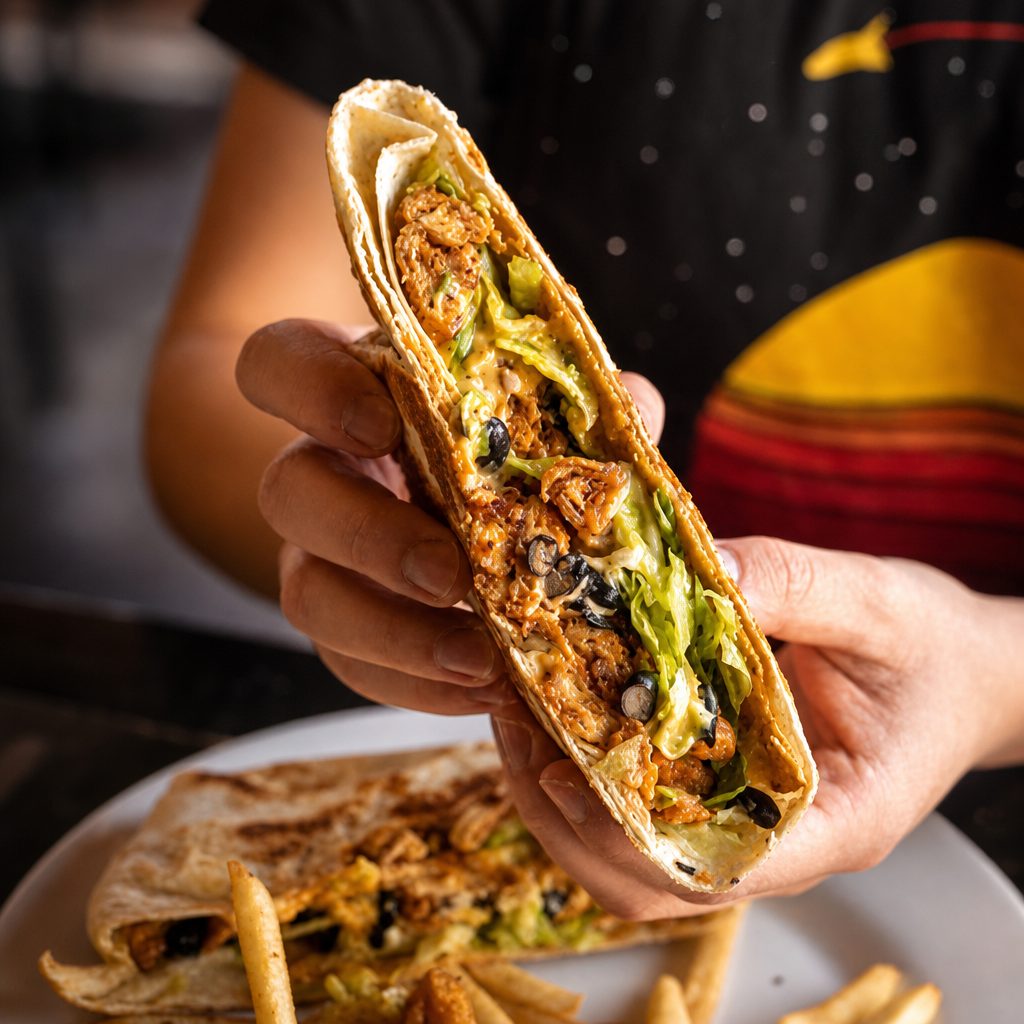 Plant based Albuquerque Crunch Wrap.