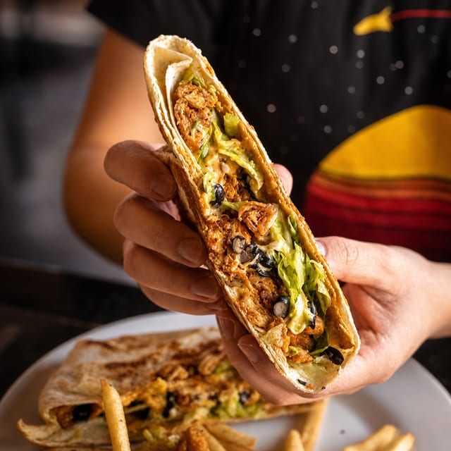 Plant based Albuquerque Crunch Wrap.